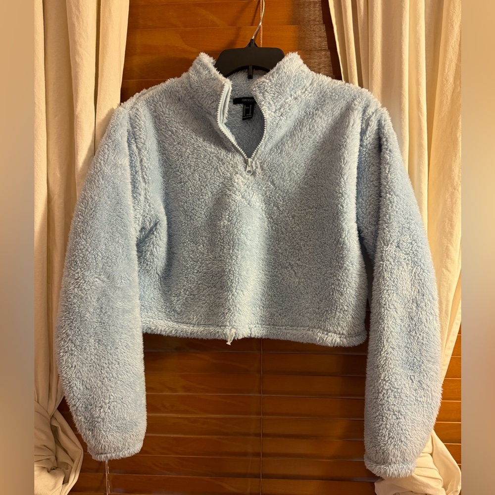 Fluffy plush cropped shirt